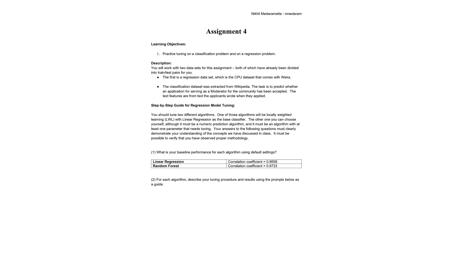 Regression and Classification Model Tuning