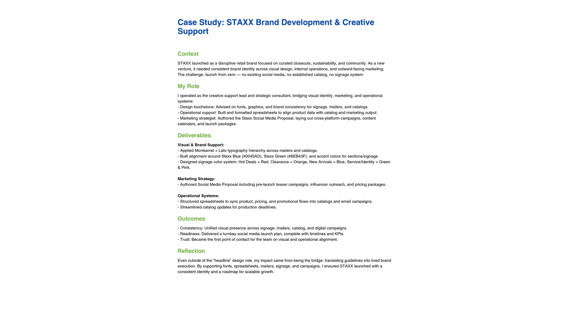 STAXX Brand Development & Creative Support
