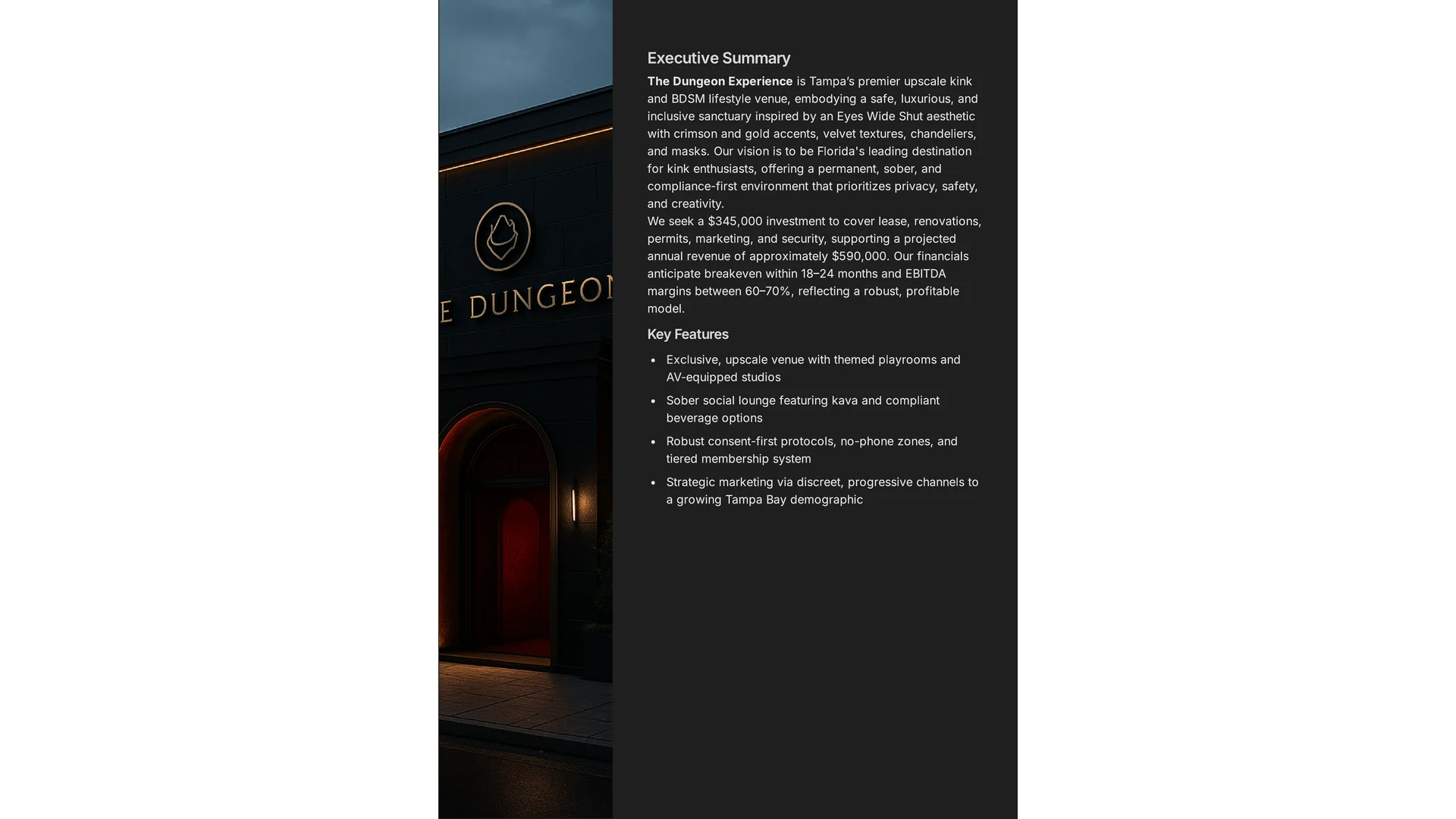 Upscale Kink Venue: The Dungeon Experience